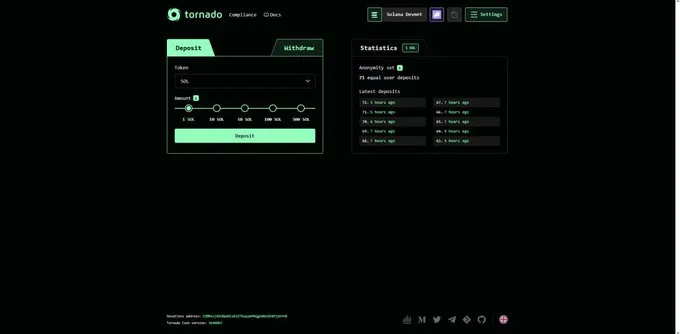 
 Протокол Tornado Cash запланировали интегрировать с Solana		