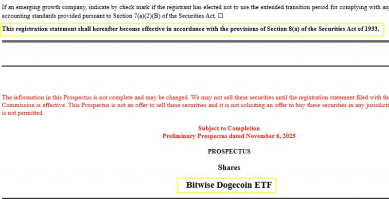 
 Bitwise готовится к запуску спотового ETF Dogecoin, раскрывает тикер и комиссии		