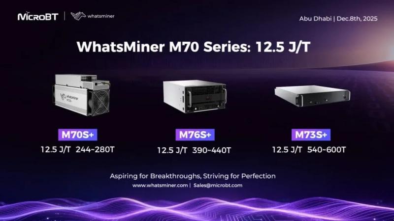 
 MicroBT представила биткоин-майнеры новой серии Whatsminer M70		