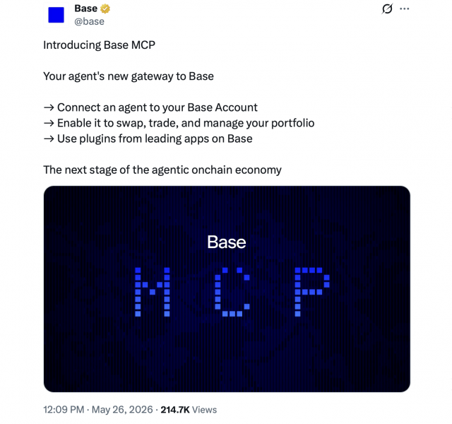 
 Base запускает шлюз MCP, позволяющий Claude и ChatGPT выполнять операции DeFi в цепочке		